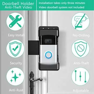 Secure Video Doorbell Holder - No Drill & Anti-Theft