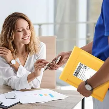 UCGOU Kraft Bubble Mailers 9.5x14.5 Inch 25 Pack Yellow Padded Envelopes #4 Large Mailing Packages Self Sealing Tear Resistant Boutique Bulk Mail Shipping Bags for Clothes Makeup Supplies