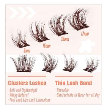 Lash Clusters DIY Eyelash Extension Natural Look Cluster Lashes Brown Fluffy DIY Lash Extensions 3D Individual Lashes Mink False Eyelashes by ALICE