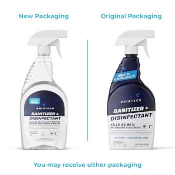 BRIOTECH Sanitizer Disinfectant Hypochlorous Spray, Kills 99.99% of Viruses & Bacteria, Eliminate Odor, Gentle for Nurseries & Play Rooms, Rinse Free Food Contact Surface Sanitizer, 32 fl oz