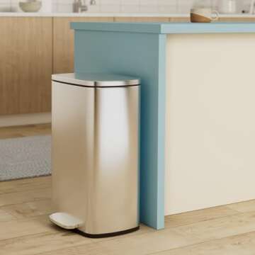 Elegant 13.2 Gallon Trash Can with Silent Close, Easy Clean Design