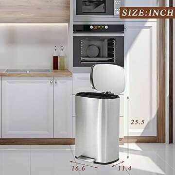 Stylish 13.2 Gallon Stainless Steel Trash Can