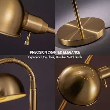 O'Bright Nova - Adjustable Floor Lamp with Flexible Gooseneck and Rotatable Shade, E26 Socket, 10-Inch Base - Ideal for Reading, Bedside, Living Room, Antique Brass