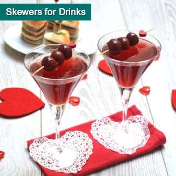 Cocktail Picks, 4.7 Inch Red Heart Toothpicks for Appetizers,100 PCS Bamboo Cocktail Sticks Skewers for Desserts Charcuterie Fruit food for Baby Shower Wedding Valentines Day Decoration Party Supplies