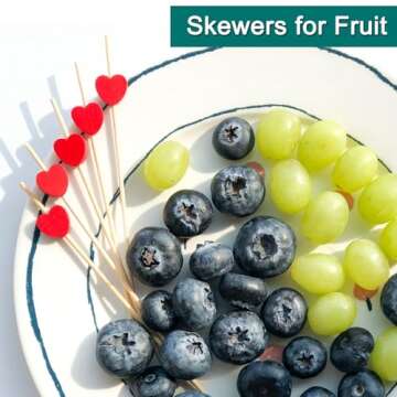 Cocktail Picks, 4.7 Inch Red Heart Toothpicks for Appetizers,100 PCS Bamboo Cocktail Sticks Skewers for Desserts Charcuterie Fruit food for Baby Shower Wedding Valentines Day Decoration Party Supplies