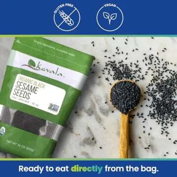 Kevala Organic Black Sesame Seeds – 16 oz – 1 lb – Raw Black Sesame Seeds – Sesame Seeds Black – Organic Black Seeds – Organic Unhulled Sesame Seeds