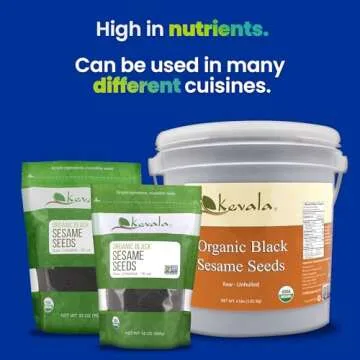 Kevala Organic Black Sesame Seeds – 16 oz – 1 lb – Raw Black Sesame Seeds – Sesame Seeds Black – Organic Black Seeds – Organic Unhulled Sesame Seeds