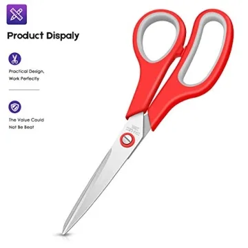 Taotree 8" All-Purpose Scissors Bulk Set of 5-Packs