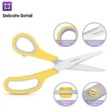 Taotree 8" All-Purpose Scissors Bulk Set of 5-Packs