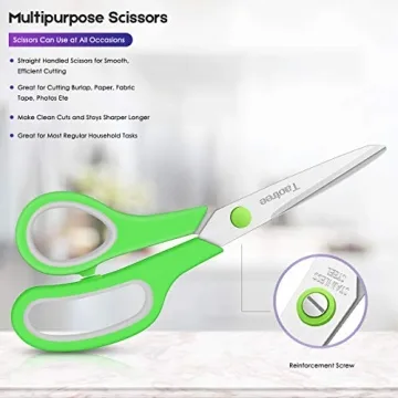 Taotree 8" All-Purpose Scissors Bulk Set of 5-Packs