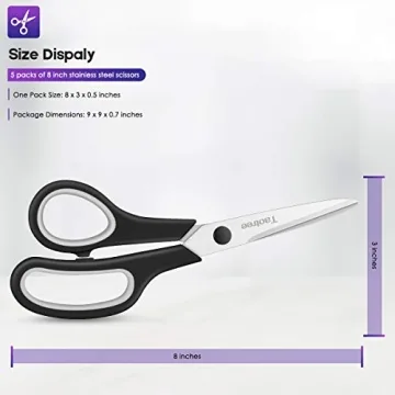 Taotree 8" All-Purpose Scissors Bulk Set of 5-Packs