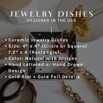 Sweet Water Decor Ring Dish Engagement - Ceramic Wedding Ring Dish for Bridal Shower - Ring Dishes for Women with White & Gold Speckled Decorative - Elegant Ring Dish Holder & Jewelry Organizer