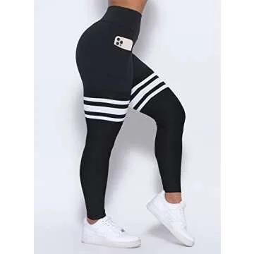 Bombshell Sportswear Perform Thigh High Leggings for Women with Pockets, Workout Running Yoga Pants (as1, Alpha, s, Regular, Regular, Midnight)