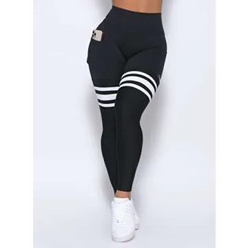 Bombshell Sportswear Perform Thigh High Leggings for Women with Pockets, Workout Running Yoga Pants (as1, Alpha, s, Regular, Regular, Midnight)