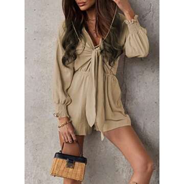 AlvaQ Beige Summer Jumpsuit with Tie Front Design