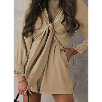 AlvaQ Beige Summer Jumpsuit with Tie Front Design