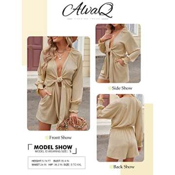 AlvaQ Beige Summer Jumpsuit with Tie Front Design