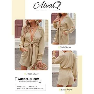 AlvaQ Beige Summer Jumpsuit with Tie Front Design
