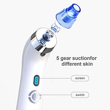 Blackhead Remover Vacuum, POPPYO Blackhead Pore Vacuum, Electric Facial Blackhead & Blemish Removers Cleaner for Women