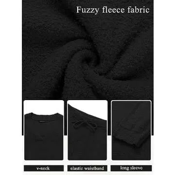 MEROKEETY Women's Fuzzy Fleece Pajama Set for Comfort