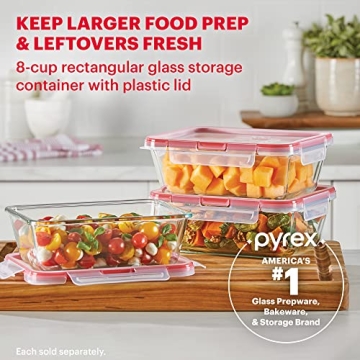 Pyrex Freshlock Glass Container Airtight Leakproof 8 Cup