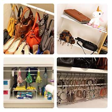 DeElf Adjustable Tension Rods 28-48 Inches for Easy Organizing