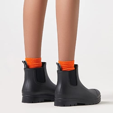 planone Short rain boots for women waterproof garden shoes anti-slipping chelsea rainboots for ladies comfortable insoles stylish light ankle rain shoes matte outdoor work shoes