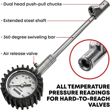 Dual Head Tire Pressure Gauge for Trucks & RVs - Accurate & Durable