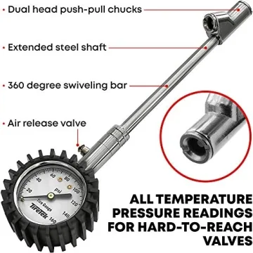 Dual Head Tire Pressure Gauge for Trucks & RVs - Accurate & Durable