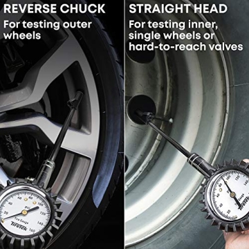 Dual Head Tire Pressure Gauge for Trucks & RVs - Accurate & Durable