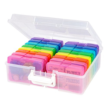 IRIS USA 4" x 6" Photo Storage Craft Keeper, Main Container with 16 Organization Cases For Pictures,...