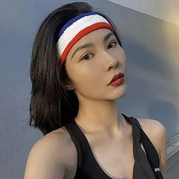 5-Piece Red White Blue Workout Sweatband Set