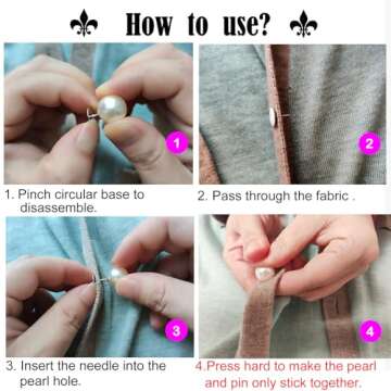ZLMCUJE 10 Sets 14mm No Sew Pearl Buttons Brooch Fixed pins Removable Reusable for Coat Cardigan and Other DIY Craft