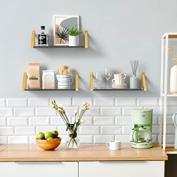 Chic Cilinta Floating Shelves Set - Acrylic & Gold Design