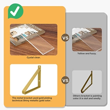 Chic Cilinta Floating Shelves Set - Acrylic & Gold Design