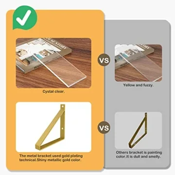 Chic Cilinta Floating Shelves Set - Acrylic & Gold Design