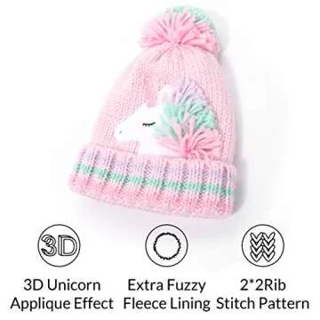 accsa Toddler Kids Girl Novelty Colorful Knit Unicorn Pony Beanie Hat Age