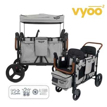 Keenz VYOO Stroller Wagon with Canopy - Foldable Design for Easy Storage, 5 Seating Positions for Ki...