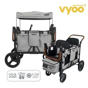 Keenz VYOO Stroller Wagon with Canopy - Foldable Design for Easy Storage, 5 Seating Positions for Ki...