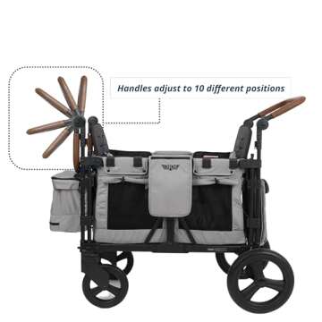 Keenz VYOO Stroller Wagon with Canopy - Foldable Design for Easy Storage, 5 Seating Positions for Kids, Enhanced Child Safety, All-Terrain Mobility, 2-Passengers, Grey