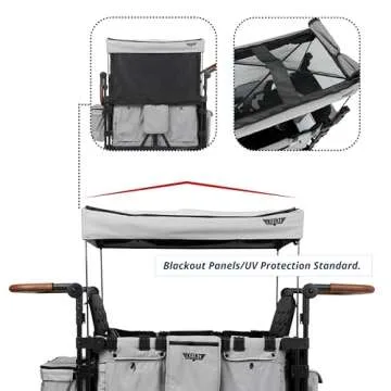 Keenz VYOO Stroller Wagon with Canopy - Foldable Design for Easy Storage, 5 Seating Positions for Kids, Enhanced Child Safety, All-Terrain Mobility, 2-Passengers, Grey