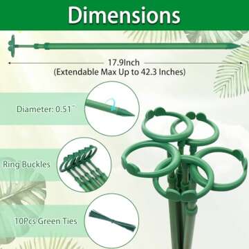 Extendable Plant Stakes for Indoor Outdoor Use - 3 Pack