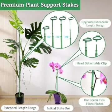 Adjustable Extendable Plant Stakes for Support and Growth
