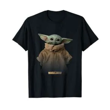 Star Wars The Mandalorian Logo The Child Simple Portrait T-Shirt for Fans