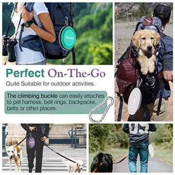 Pawaboo Collapsible Dog Bowls 2 Pack, Silicone Feeding Watering Bowls with Lids & Carabiners for Dogs Cats, Portable Collapsable Water Feeder Food Bowl for Walking Traveling Home Use, VioletTurquoise