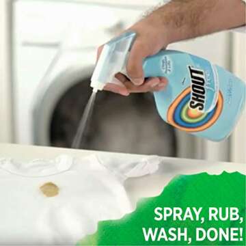 Shout Free Laundry Stain Remover Spray, Active Enzyme Formula is Fragrance, Bleach, and Dye Free, Removes Everyday Stains including Baby Stains - 22oz Spray