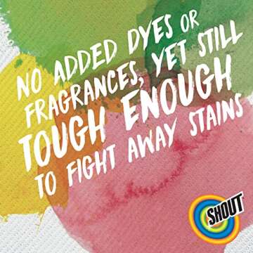 Shout Free Laundry Stain Remover Spray, Active Enzyme Formula is Fragrance, Bleach, and Dye Free, Removes Everyday Stains including Baby Stains - 22oz Spray