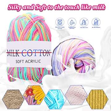 Fabbay 34 Rolls Rainbow Yarn for Knitting Craft Projects