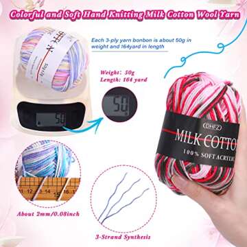 Fabbay 34 Rolls Rainbow Yarn for Knitting Craft Projects