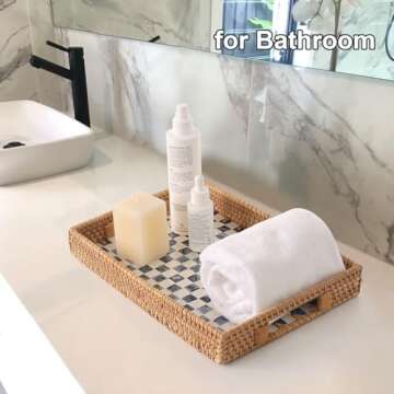 Tynulox Rattan Serving Tray with Mother of Pearl Inlay